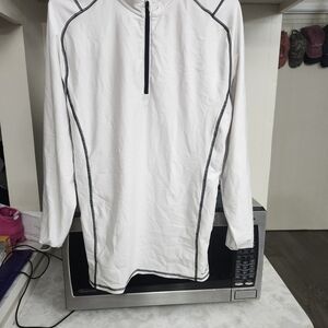 BCG White Long Sleeve Rash Guard with Black Accents